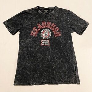 HEADRUSH Fortune Favours The Brave Acid Wash Graphic Tee Large